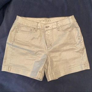 WHBM silver stretch denim shorts